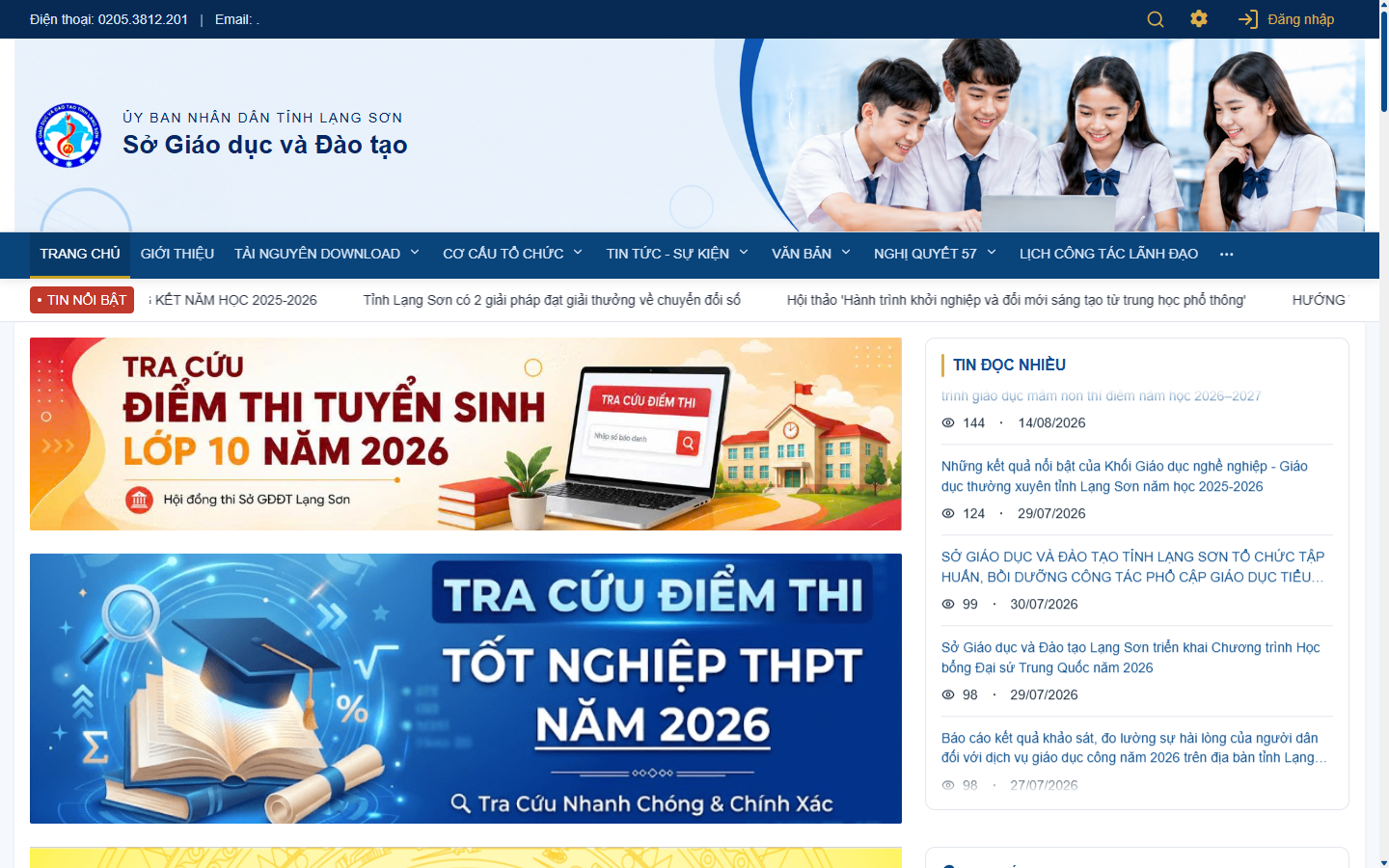 Cổng thông tin Sở Giáo dục và Đào tạo Lạng Sơn