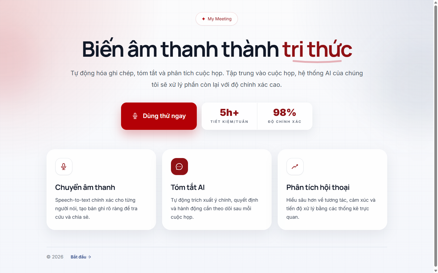 MyMeeting — Hệ thống bóc băng cuộc họp